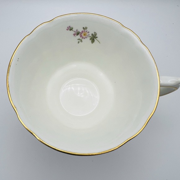 Royal Crown Derby Bone China Teacup Saucer Floral Gold Trim England Vintage - Picture 7 of 16